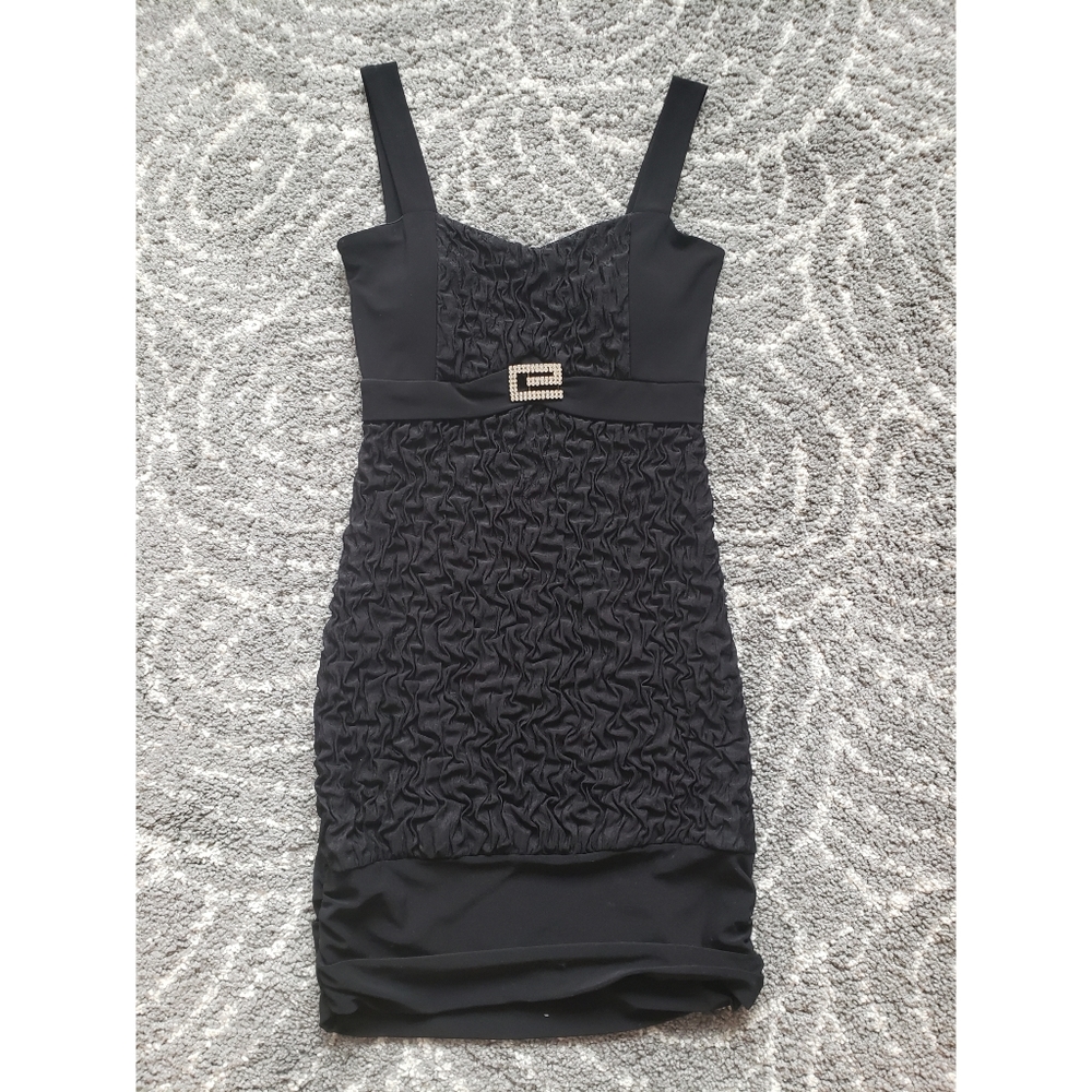 Little Black Ruched Bodycon Dress